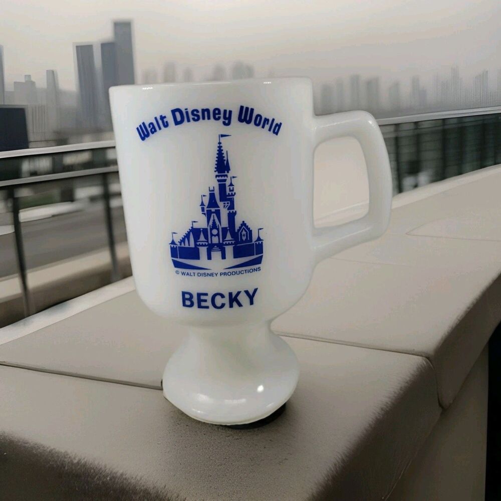 Walt Disney World Coffee Tea Mug Cup BECKY White Footed Vintage c1970s Handle